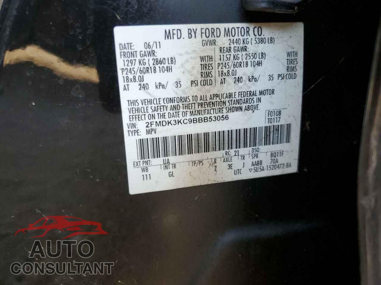 FORD EDGE 2011 - 2FMDK3KC9BBB53056
