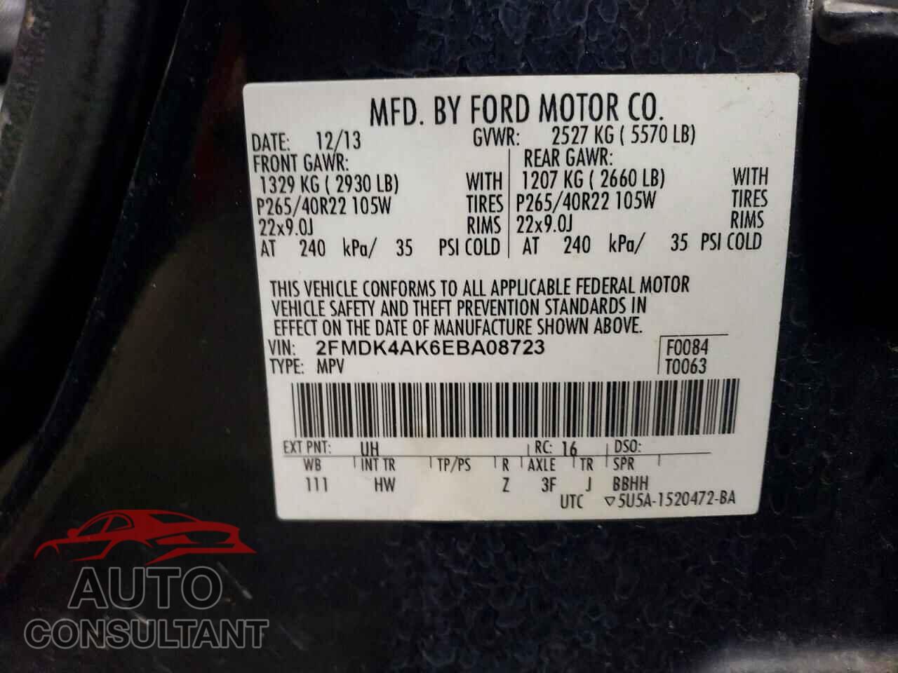 FORD EDGE 2014 - 2FMDK4AK6EBA08723
