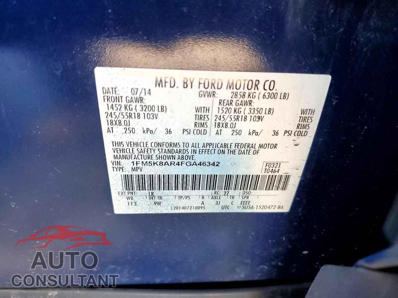FORD EXPLORER 2015 - 1FM5K8AR4FGA46342