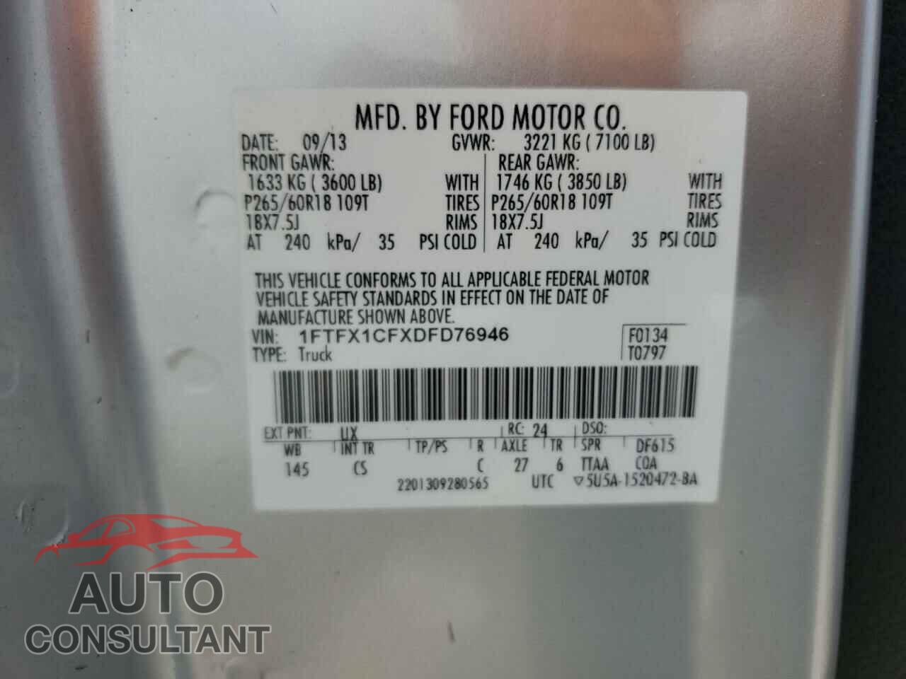 FORD F-150 2013 - 1FTFX1CFXDFD76946