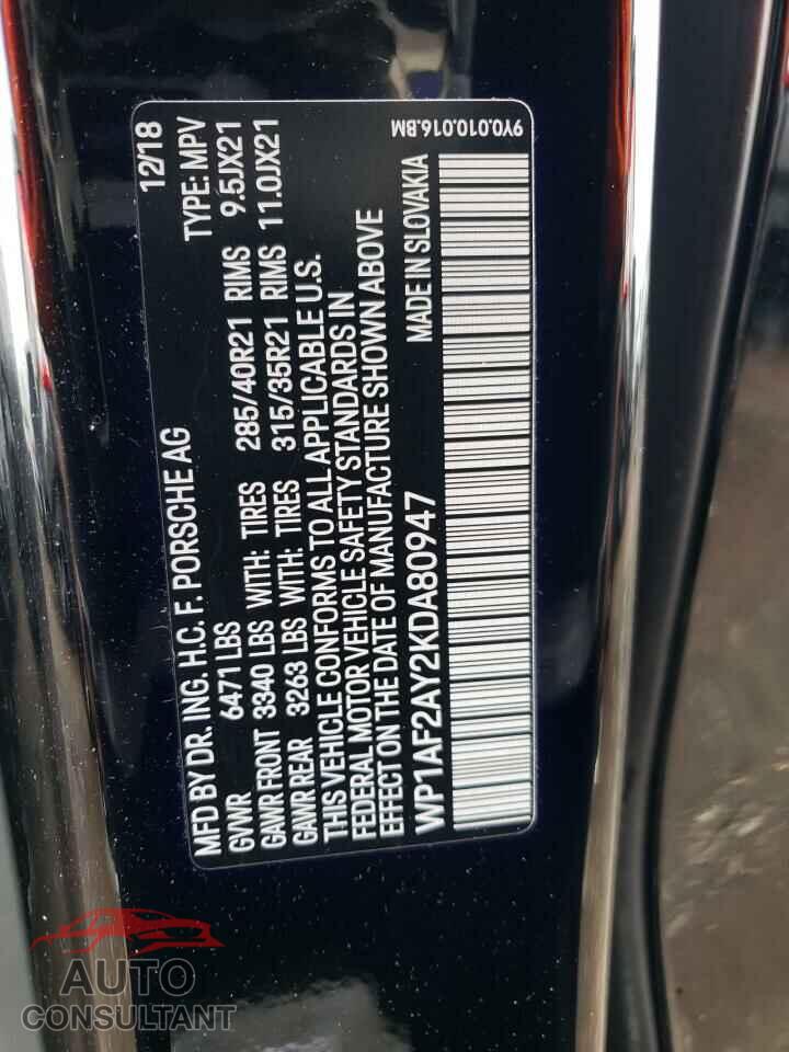 PORSCHE CAYENNE 2019 - WP1AF2AY2KDA80947
