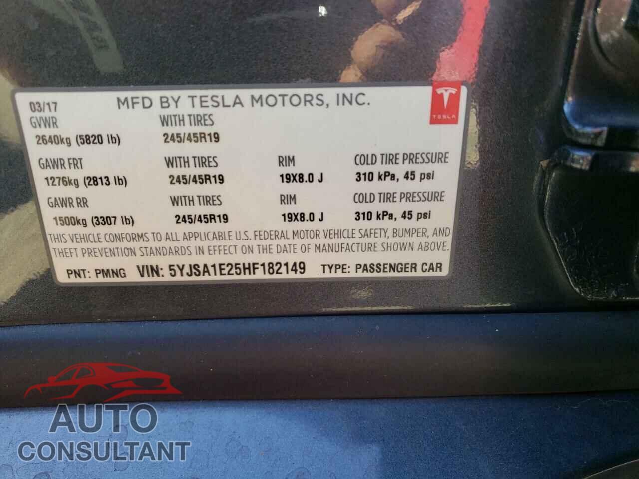 TESLA MODEL S 2017 - 5YJSA1E25HF182149