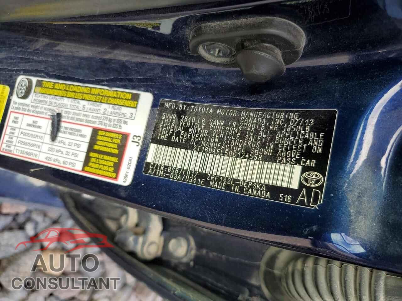 TOYOTA COROLLA 2013 - 2T1BU4EE5DC124558