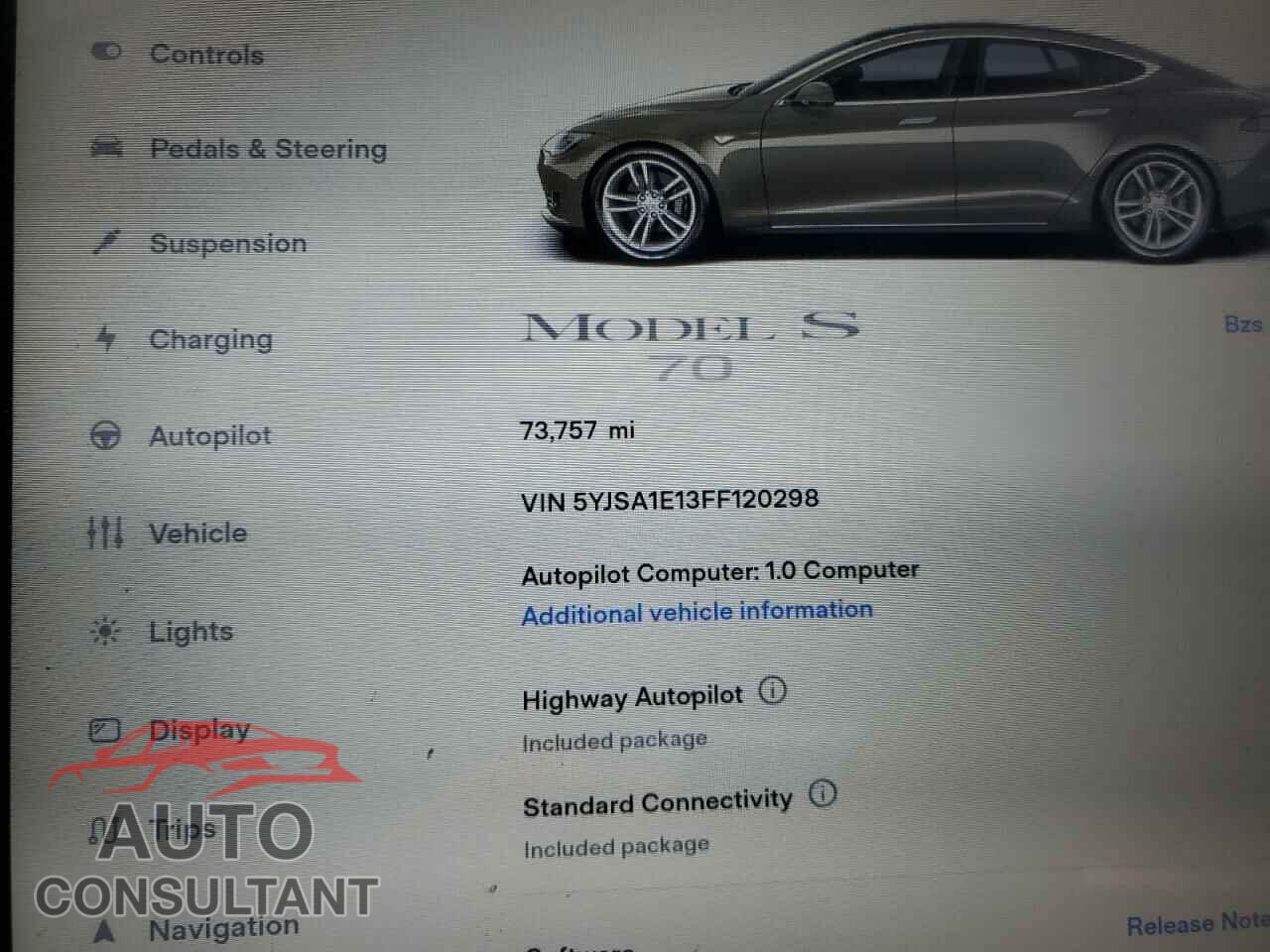 TESLA MODEL S 2015 - 5YJSA1E13FF120298