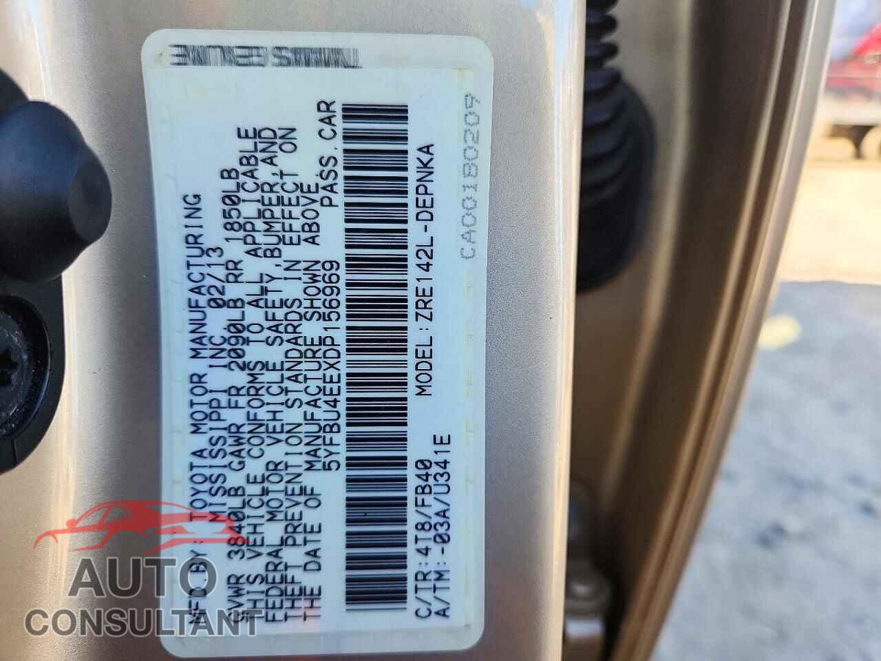 TOYOTA COROLLA 2013 - 5YFBU4EEXDP156969