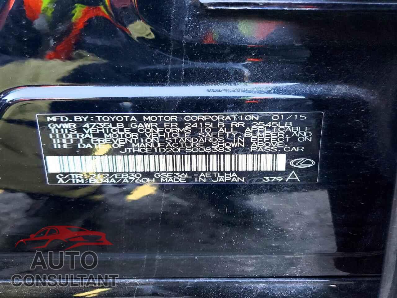 LEXUS IS 2015 - JTHCE1D20F5008383