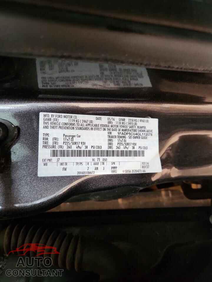 FORD CMAX 2016 - 1FADP5CU4GL112078