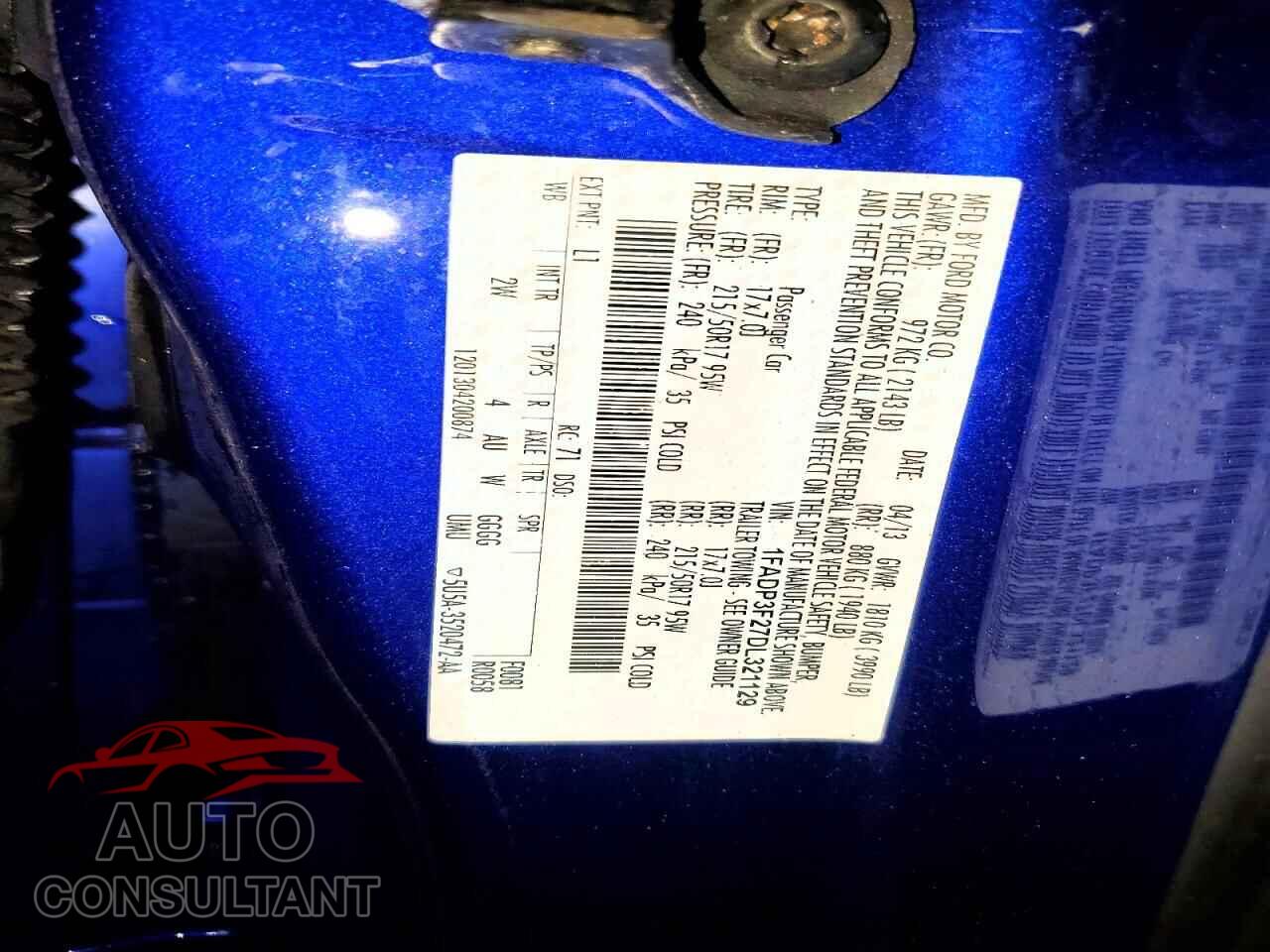 FORD FOCUS 2013 - 1FADP3F27DL321129