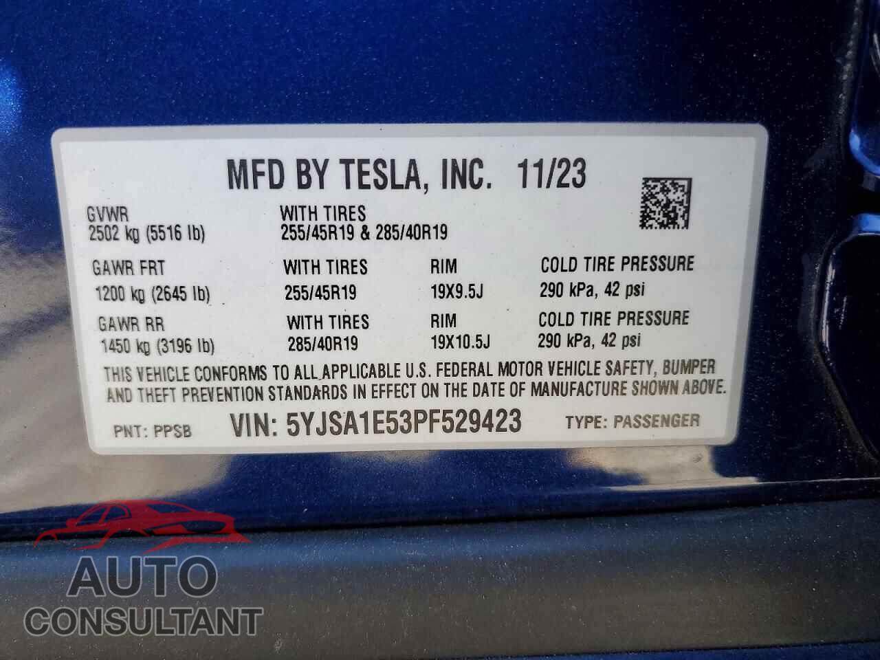 TESLA MODEL S 2023 - 5YJSA1E53PF529423