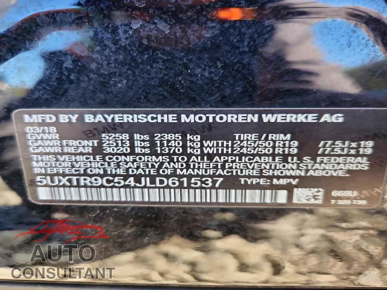 BMW X3 2018 - 5UXTR9C54JLD61537