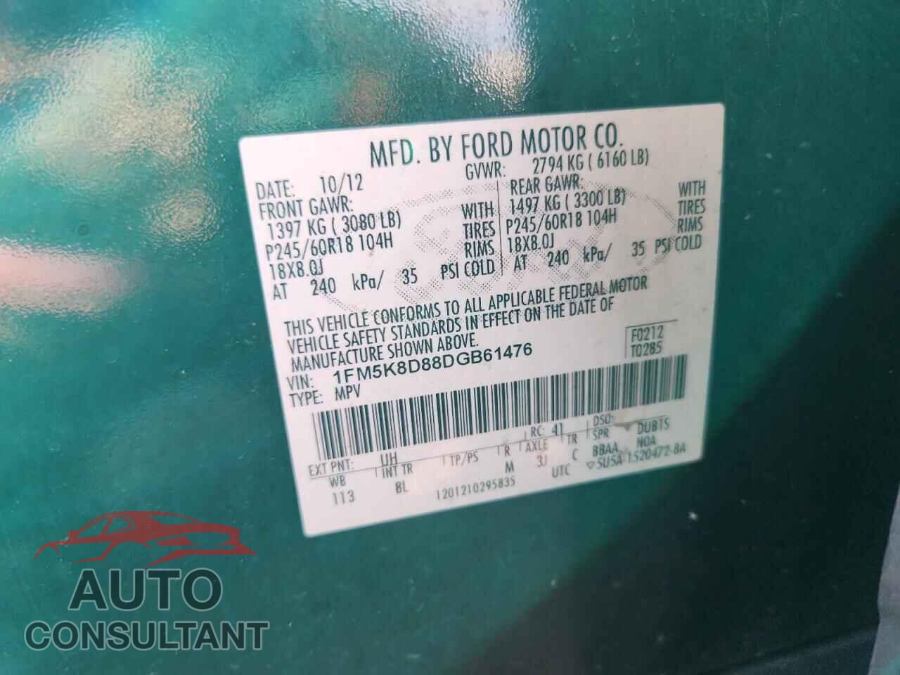 FORD EXPLORER 2013 - 1FM5K8D88DGB61476