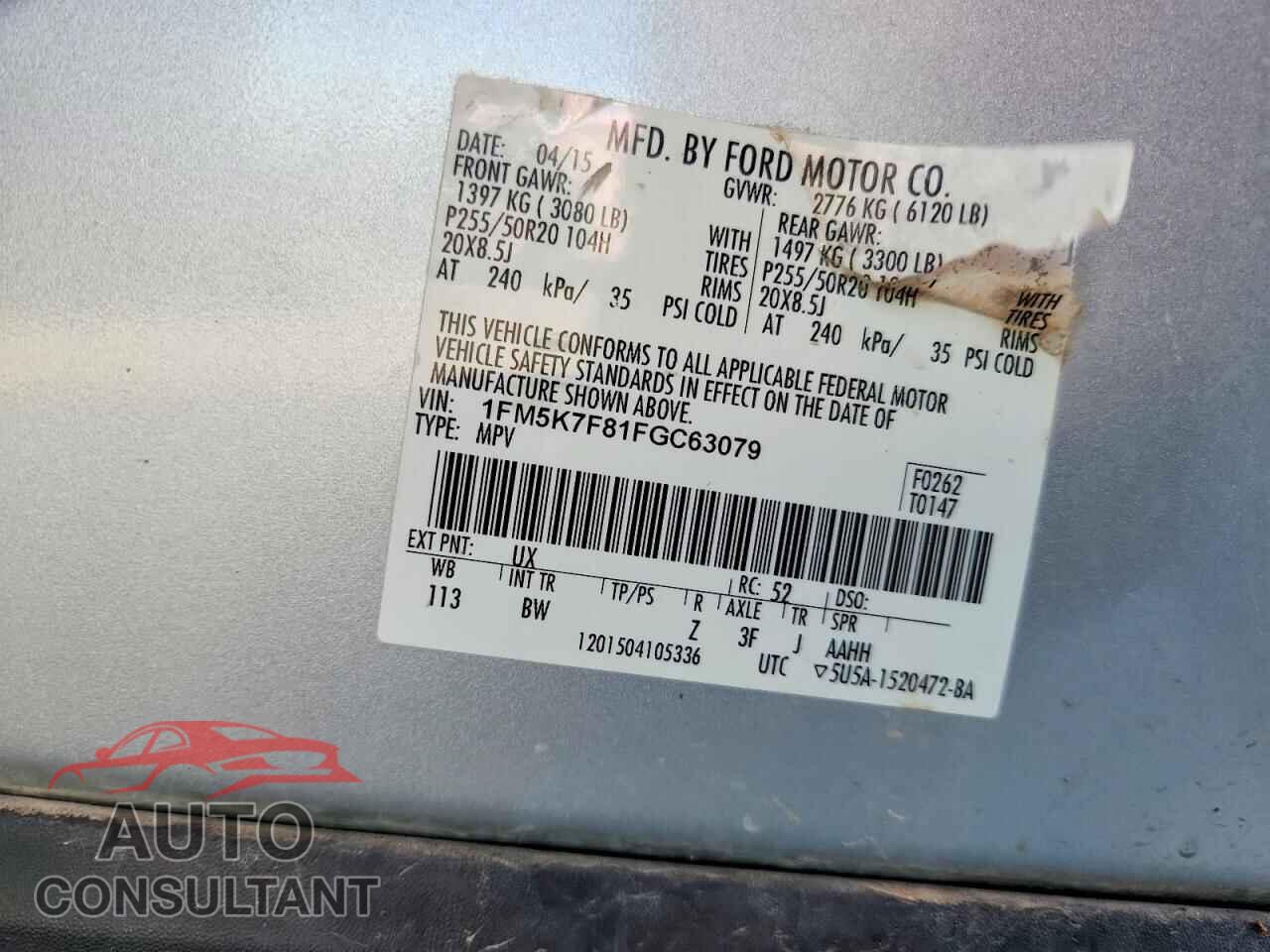 FORD EXPLORER 2015 - 1FM5K7F81FGC63079