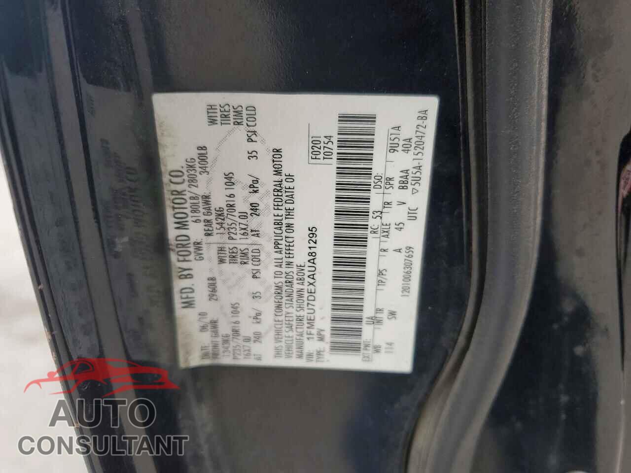 FORD EXPLORER 2010 - 1FMEU7DEXAUA81295