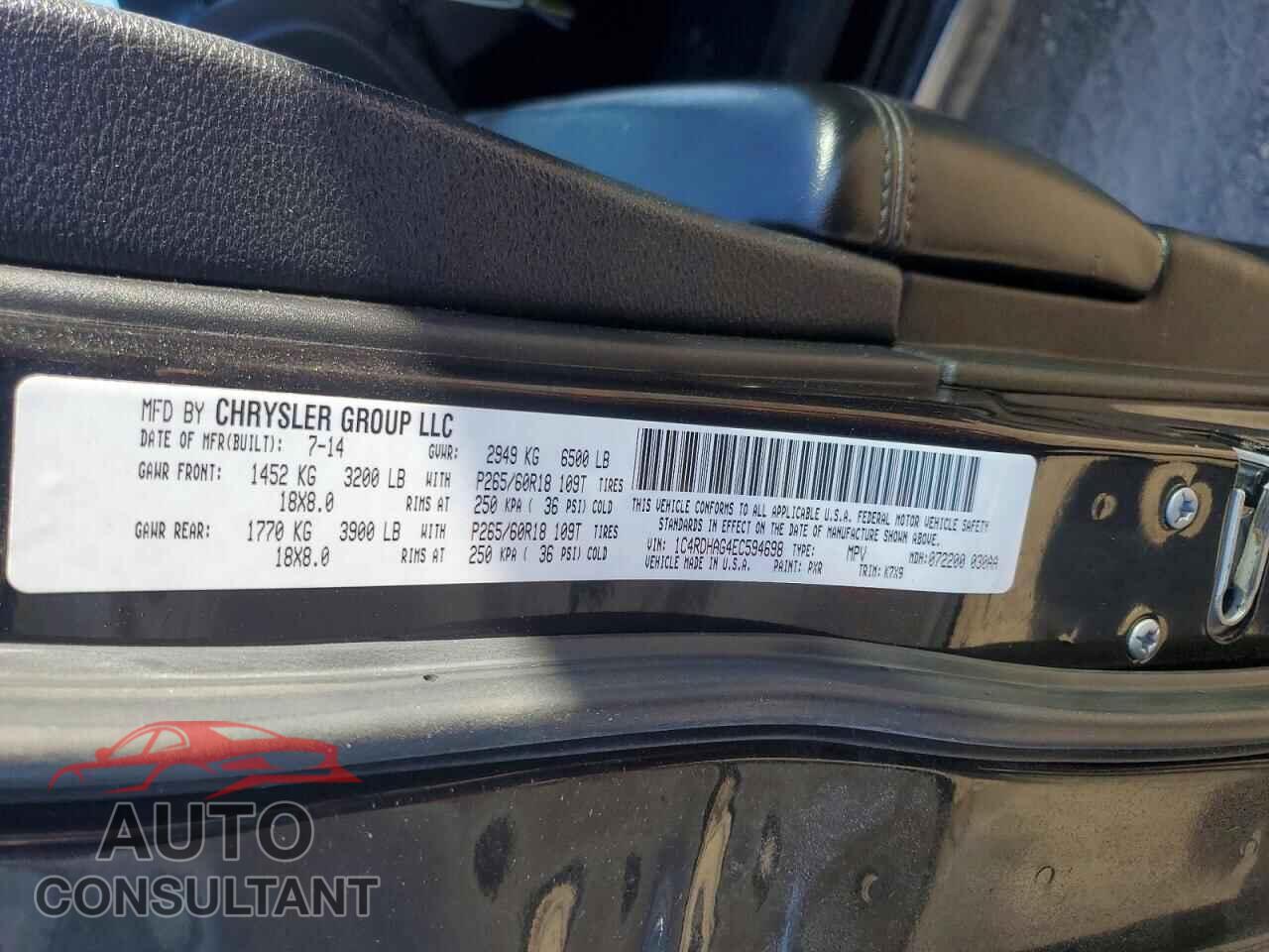 DODGE DURANGO 2014 - 1C4RDHAG4EC594698