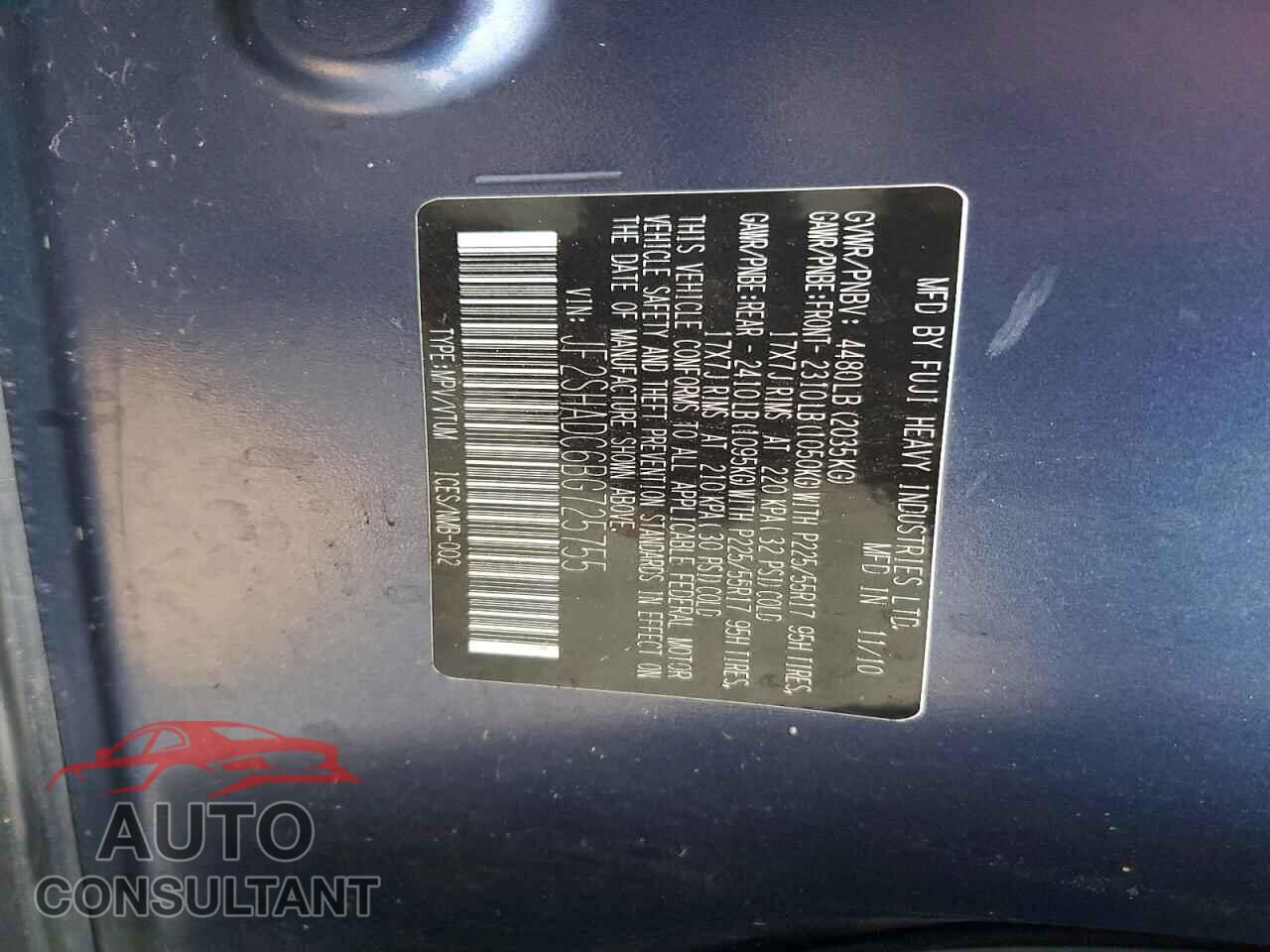 SUBARU FORESTER 2011 - JF2SHADC6BG725755