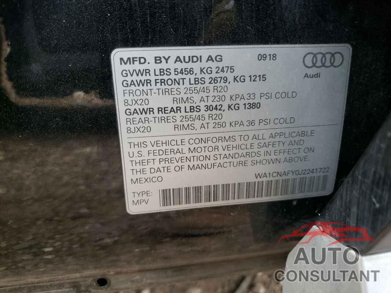 AUDI Q5 2018 - WA1CNAFY0J2241722