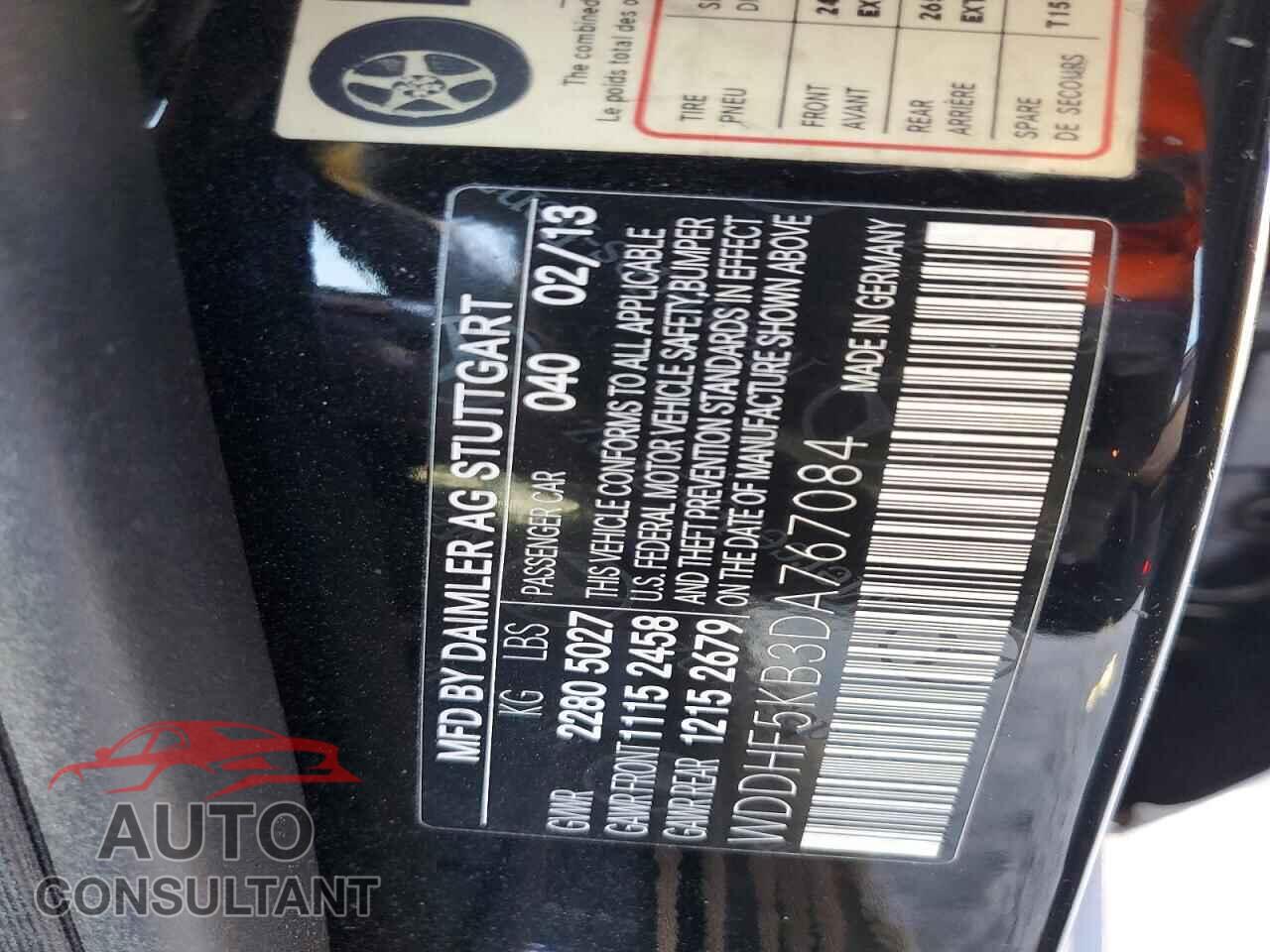 MERCEDES-BENZ E-CLASS 2013 - WDDHF5KB3DA767084