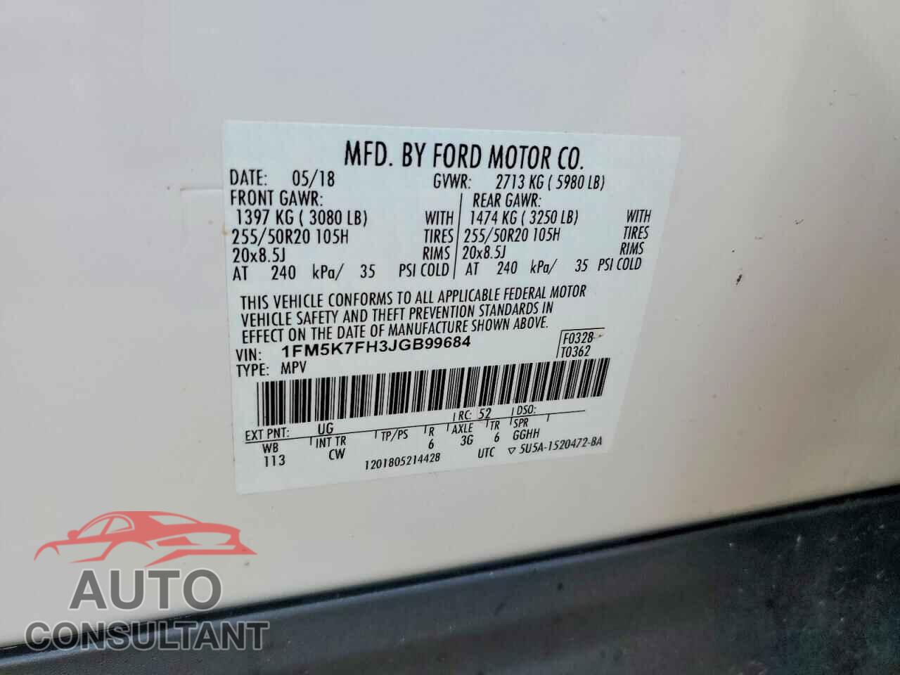 FORD EXPLORER 2018 - 1FM5K7FH3JGB99684