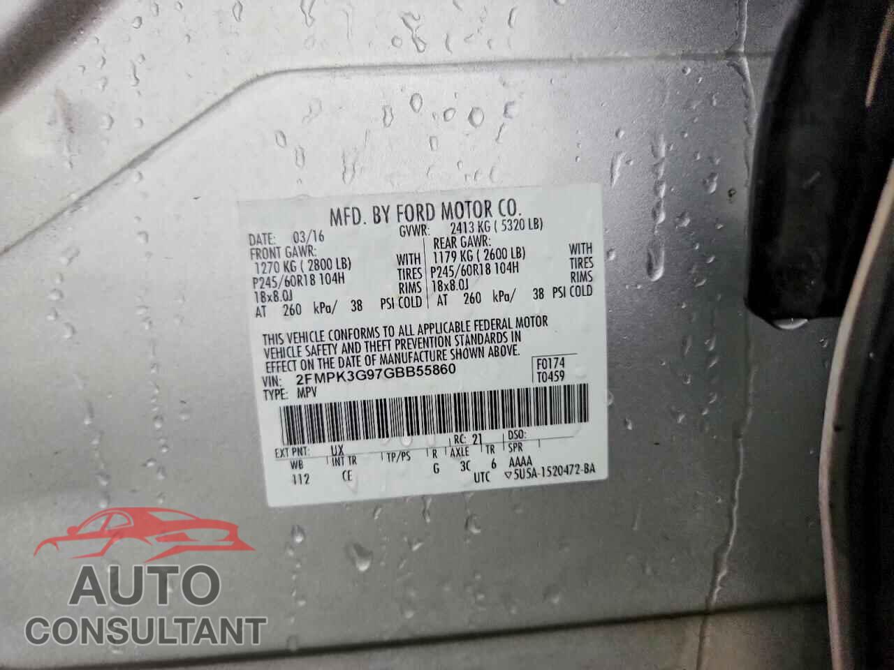 FORD EDGE 2016 - 2FMPK3G97GBB55860