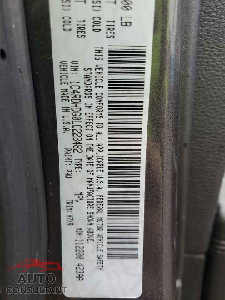 DODGE DURANGO 2020 - 1C4RDHDG0LC223482