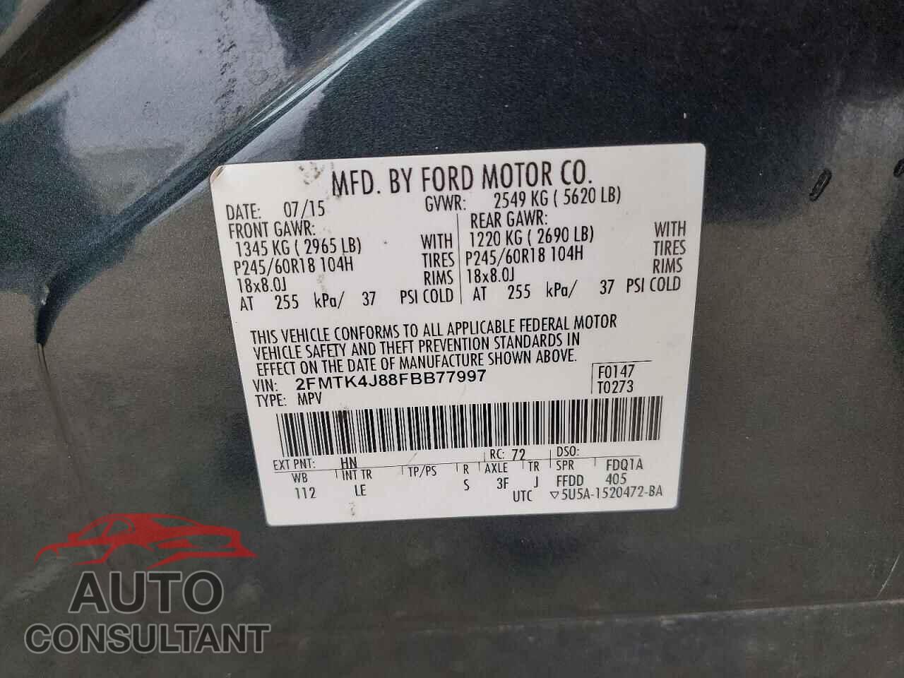 FORD EDGE 2015 - 2FMTK4J88FBB77997