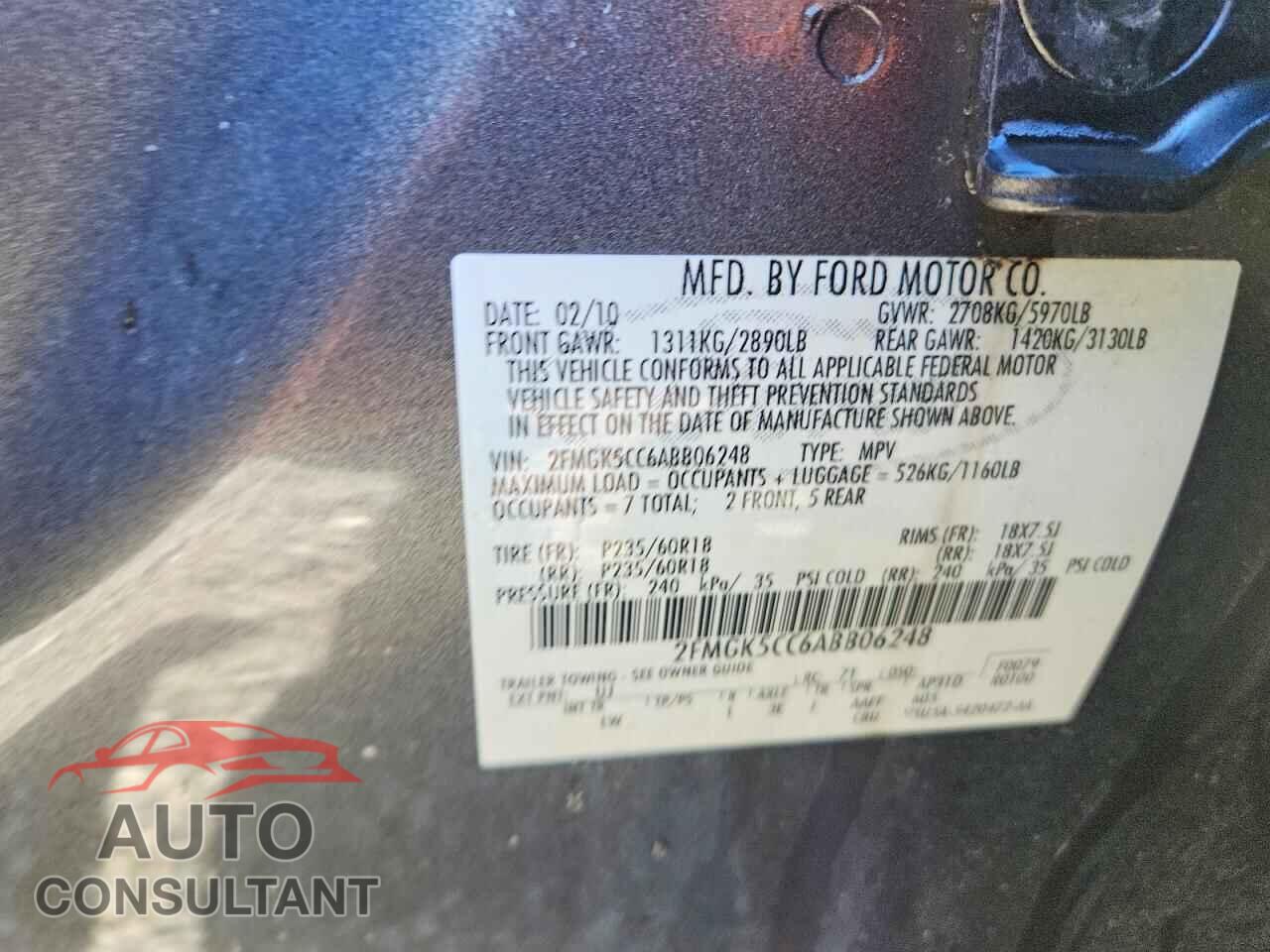 FORD FLEX 2010 - 2FMGK5CC6ABB06248