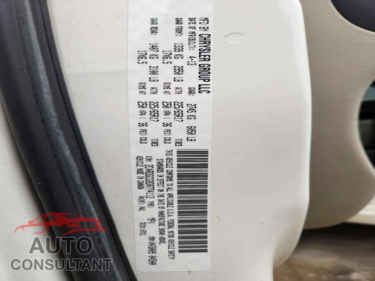 DODGE CARAVAN 2013 - 2C4RDGCG9DR774112