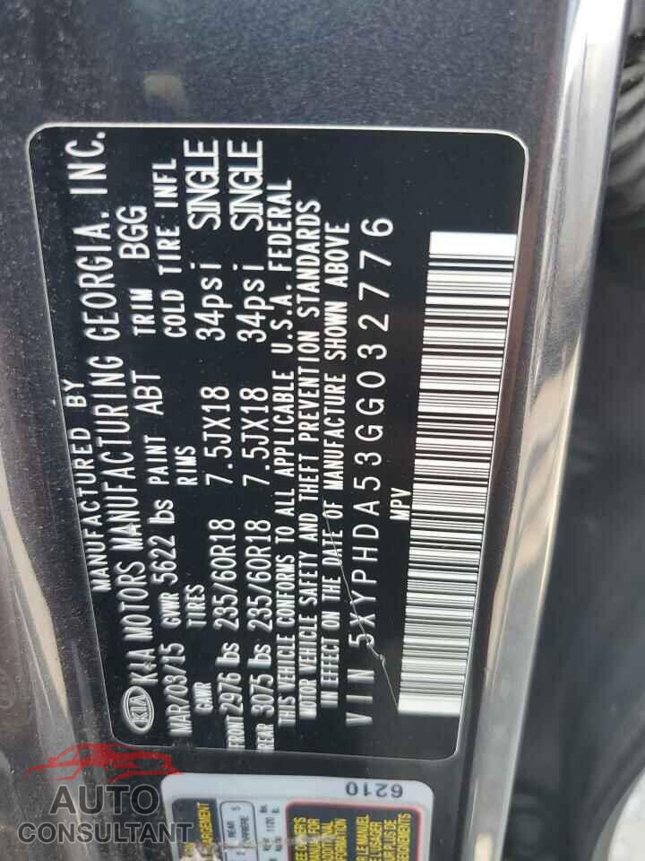 KIA SORENTO 2016 - 5XYPHDA53GG032776