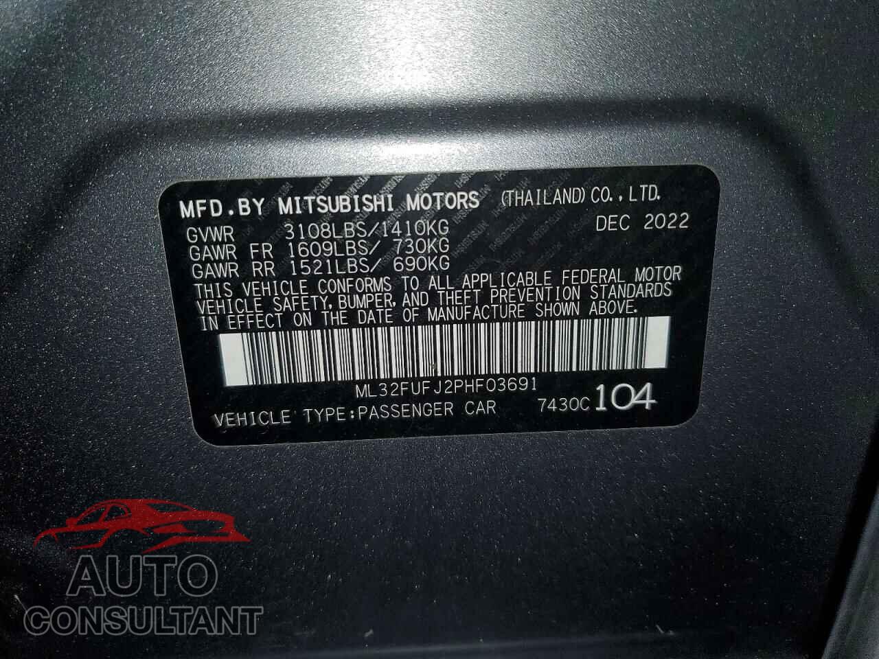MITSUBISHI MIRAGE 2023 - ML32FUFJ2PHF03691