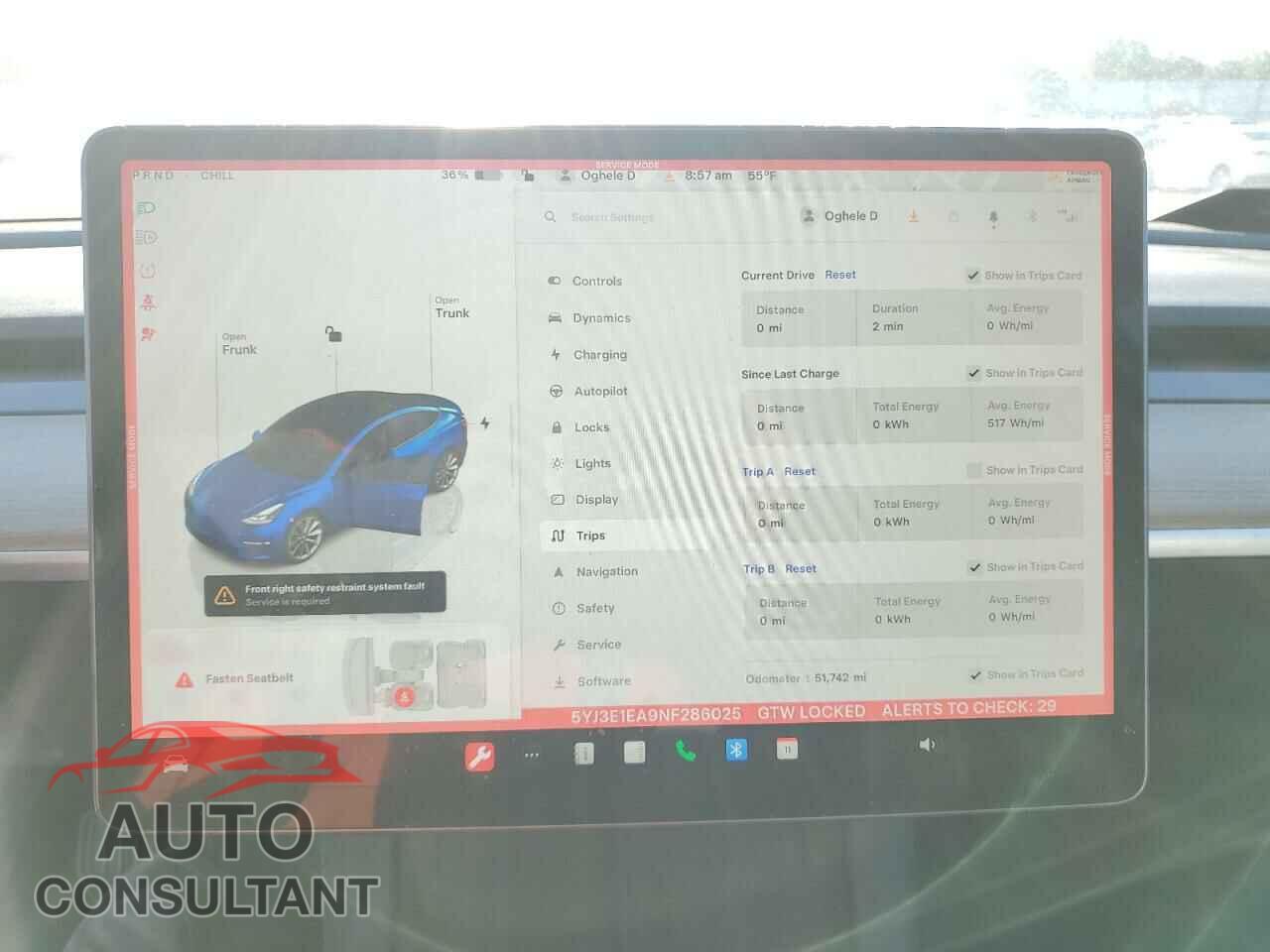 TESLA MODEL 3 2022 - 5YJ3E1EA9NF286025