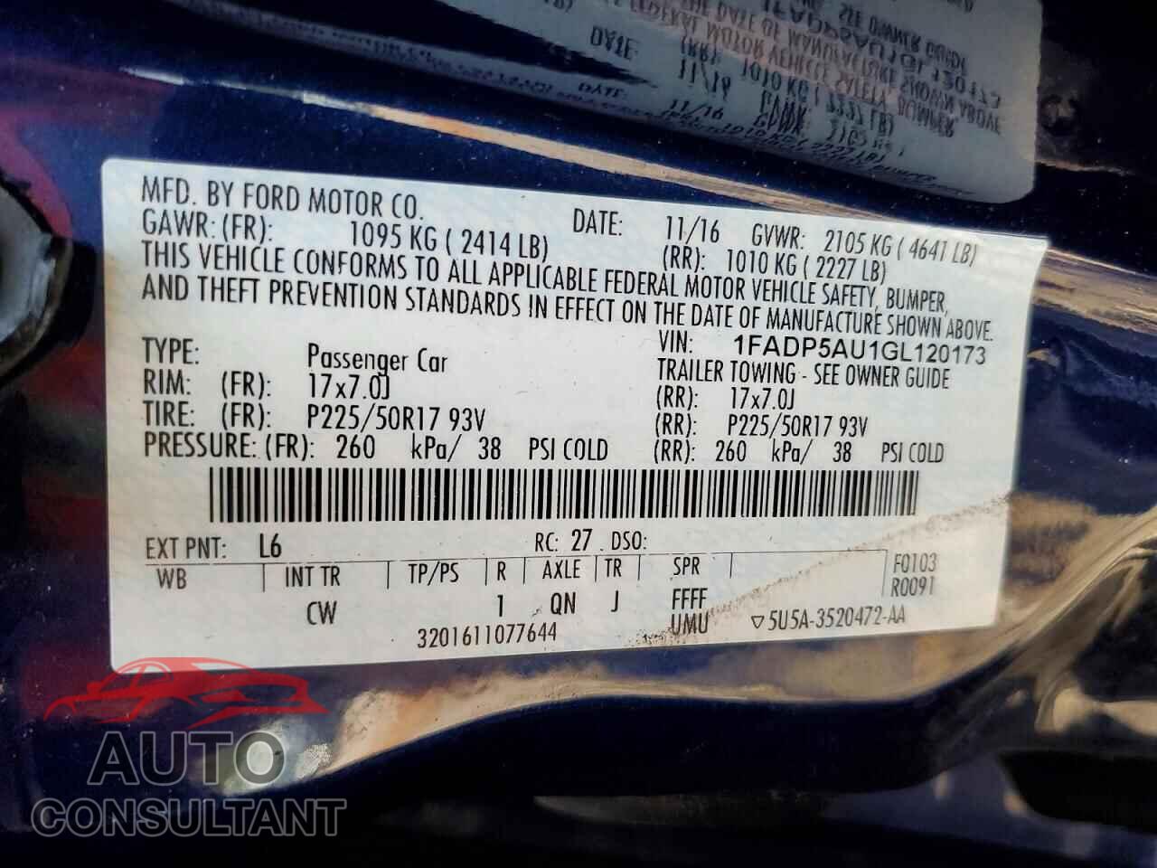 FORD CMAX 2016 - 1FADP5AU1GL120173