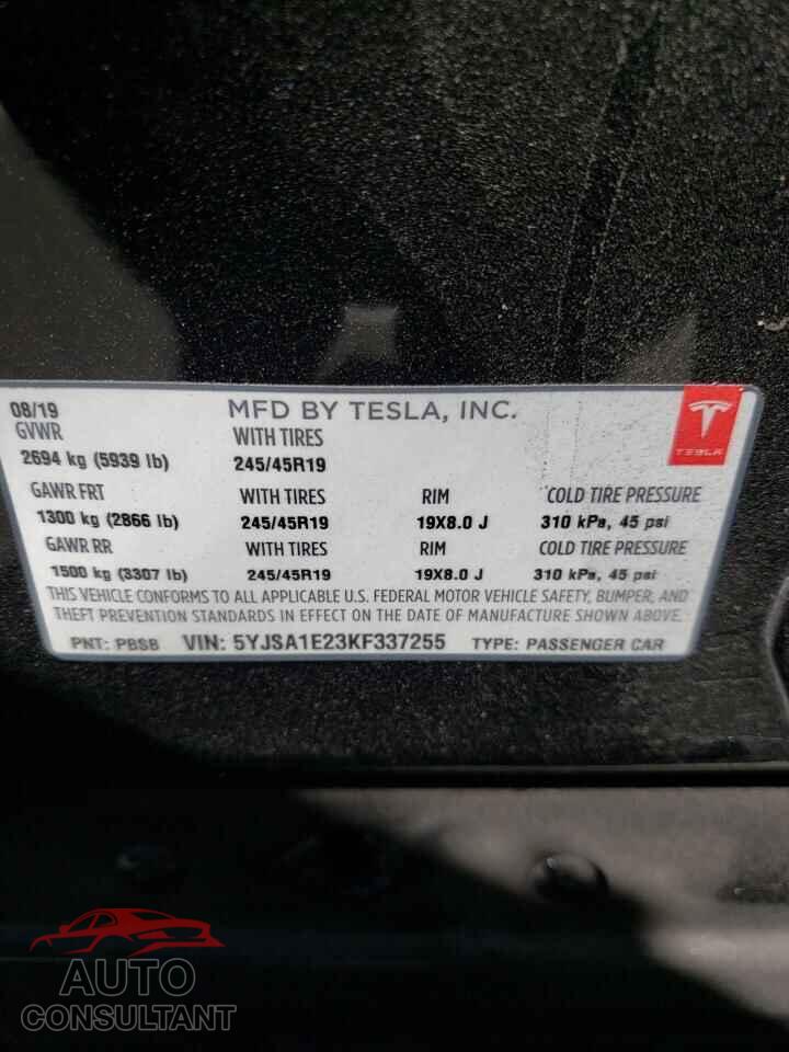 TESLA MODEL S 2019 - 5YJSA1E23KF337255