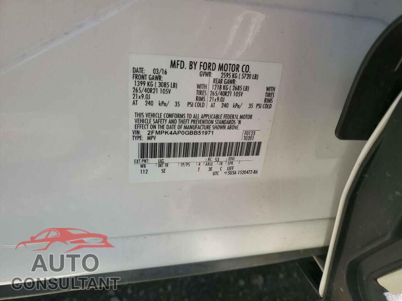 FORD EDGE 2016 - 2FMPK4AP0GBB51971