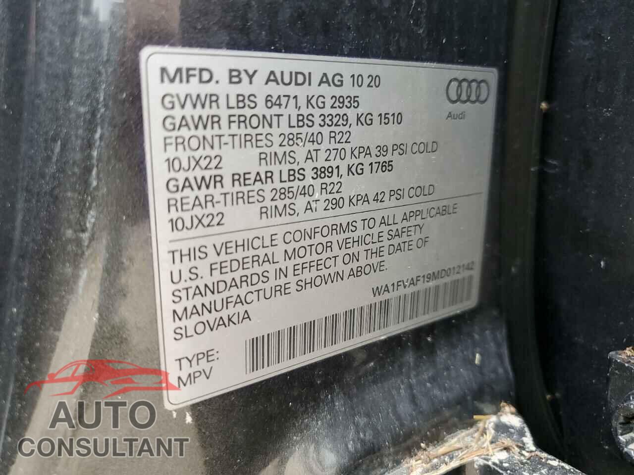 AUDI Q8 2021 - WA1FVAF19MD012142