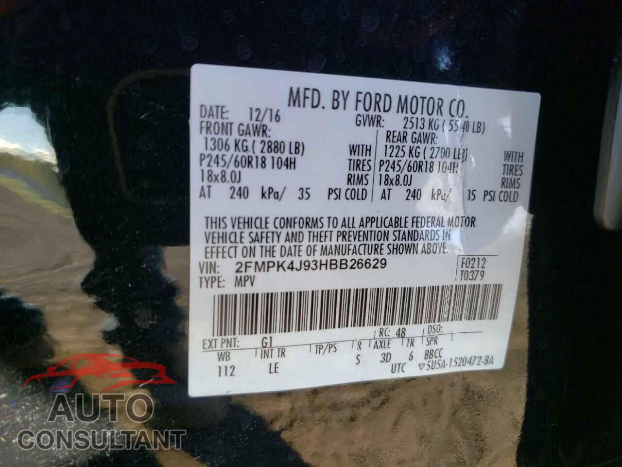 FORD EDGE 2017 - 2FMPK4J93HBB26629