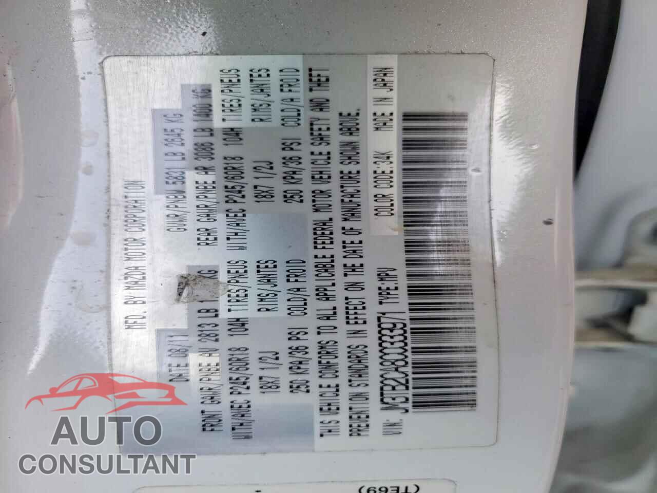 MAZDA CX-9 2012 - JM3TB2CA8C0333971