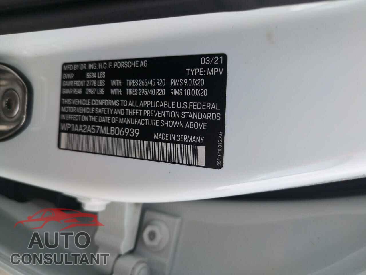 PORSCHE MACAN 2021 - WP1AA2A57MLB06939