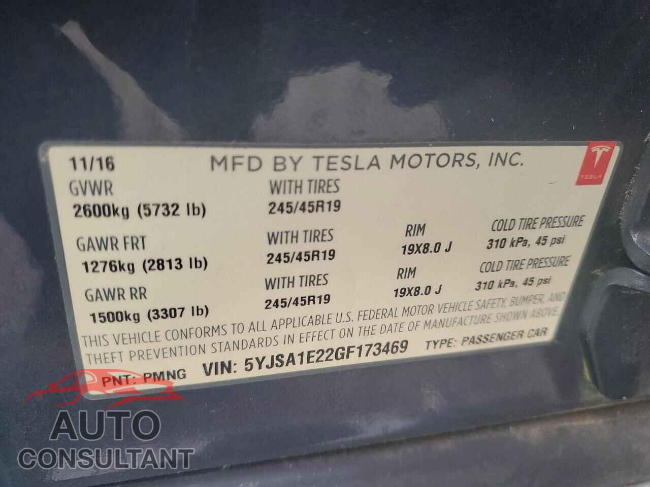 TESLA MODEL S 2016 - 5YJSA1E22GF173469