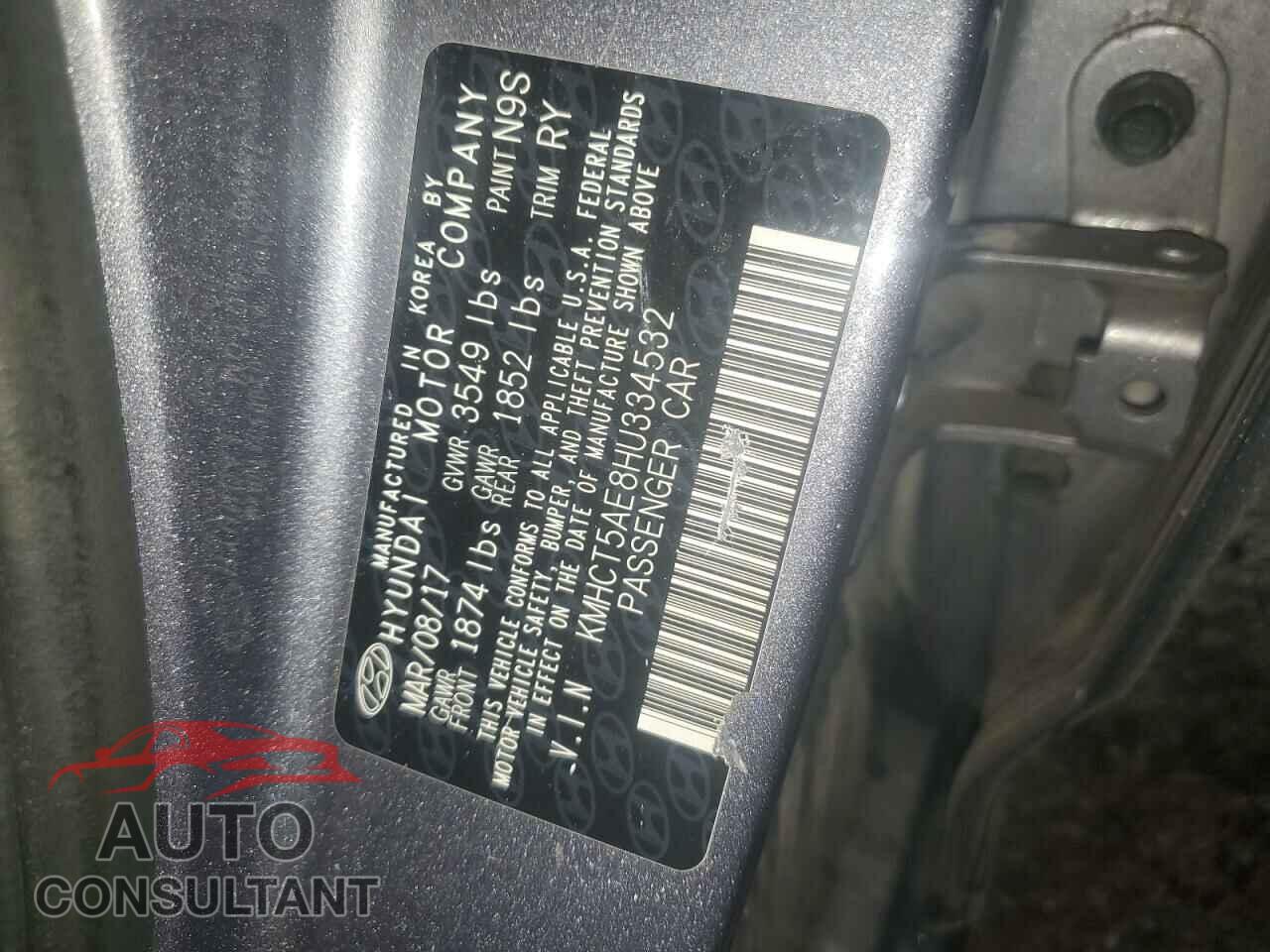 HYUNDAI ACCENT 2017 - KMHCT5AE8HU334532