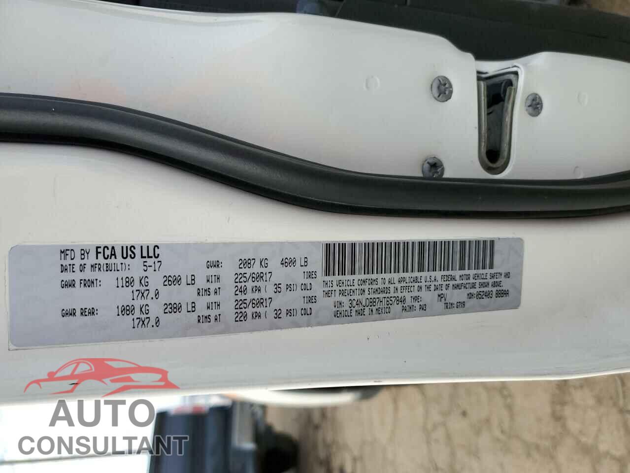 JEEP COMPASS 2017 - 3C4NJDBB7HT657840
