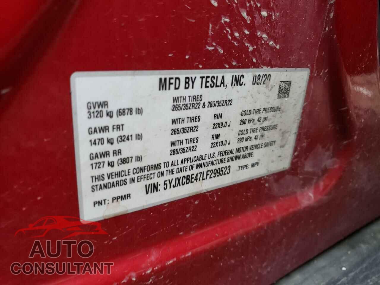 TESLA MODEL X 2020 - 5YJXCBE47LF299523