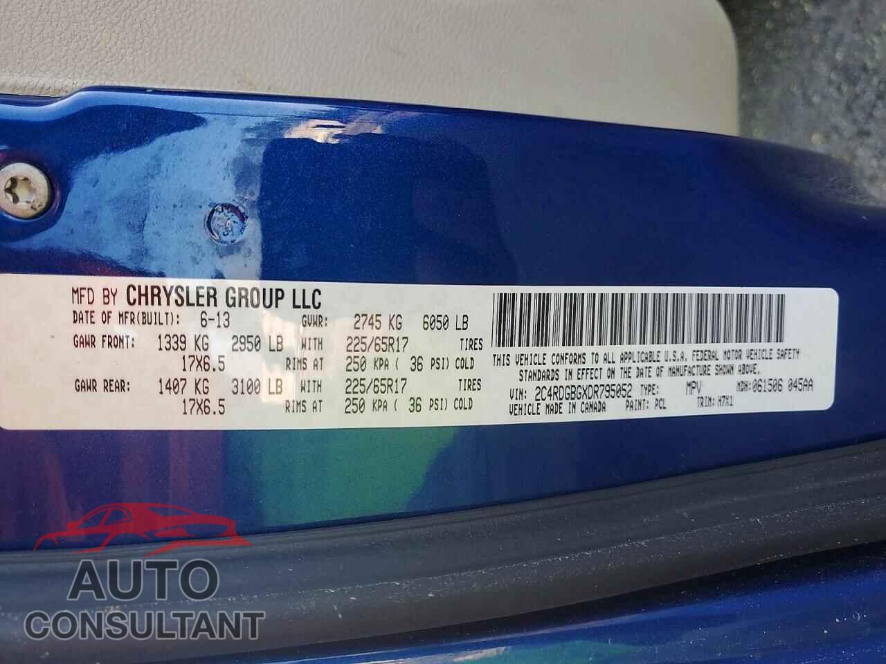 DODGE CARAVAN 2013 - 2C4RDGBGXDR795052