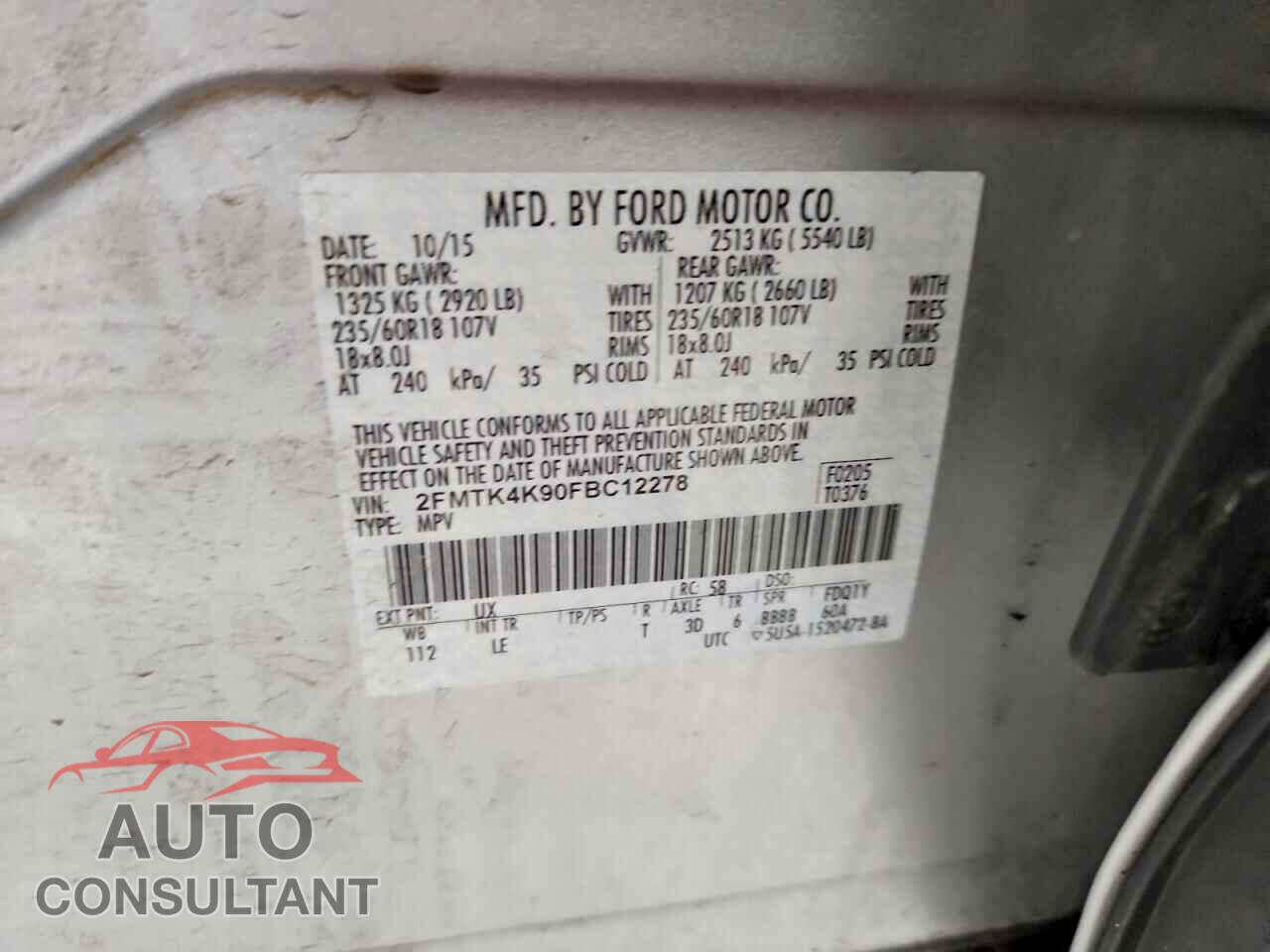 FORD EDGE 2015 - 2FMTK4K90FBC12278