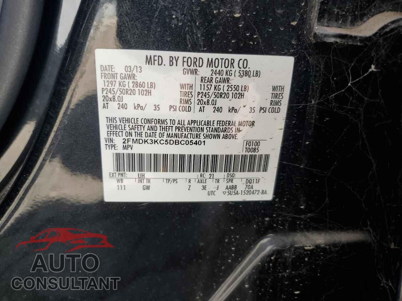 FORD EDGE 2013 - 2FMDK3KC5DBC05401