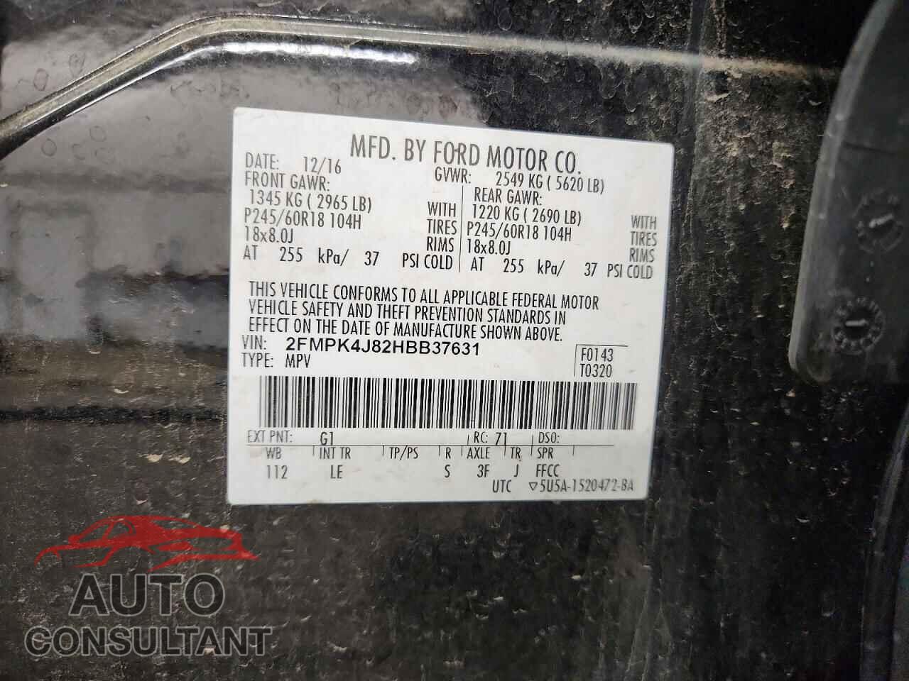 FORD EDGE 2017 - 2FMPK4J82HBB37631