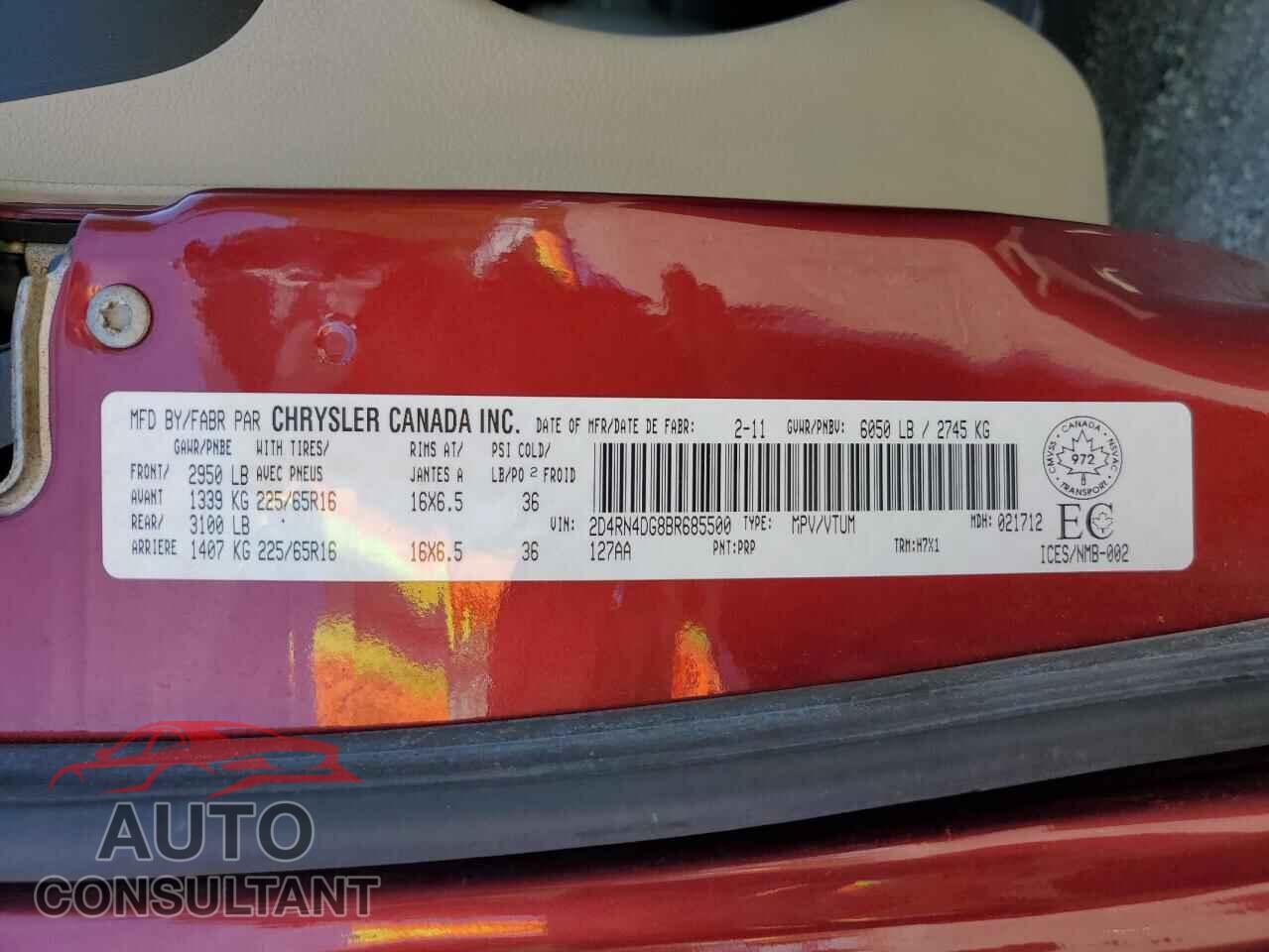 DODGE CARAVAN 2011 - 2D4RN4DG8BR685500