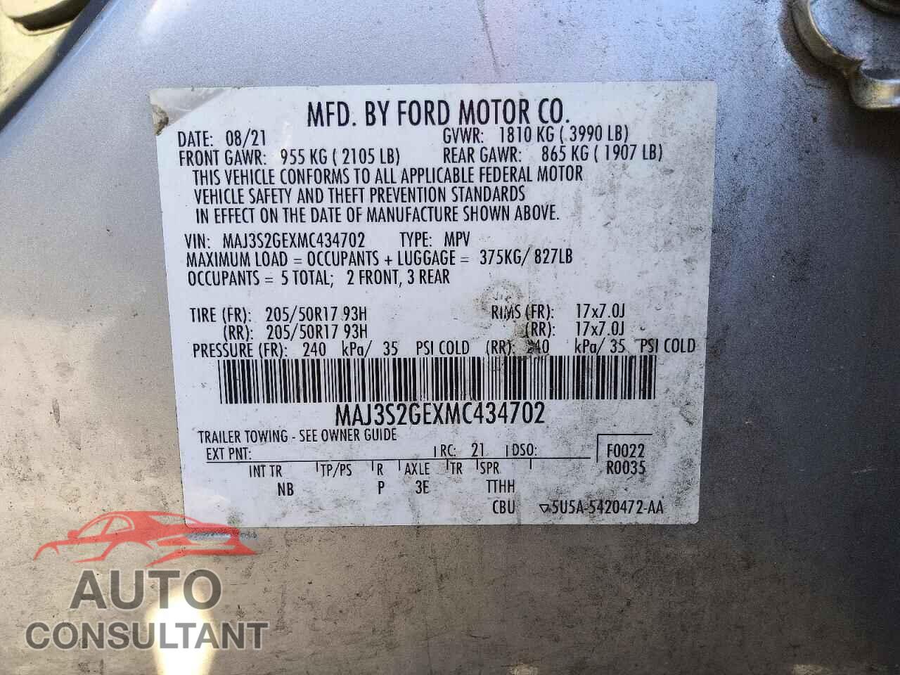 FORD ECOSPORT 2021 - MAJ3S2GEXMC434702