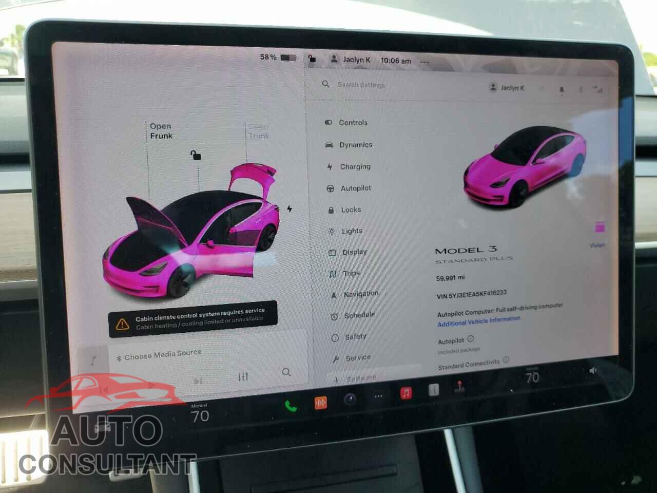TESLA MODEL 3 2019 - 5YJ3E1EA5KF416233