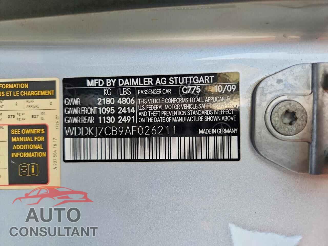 MERCEDES-BENZ E-CLASS 2010 - WDDKJ7CB9AF026211