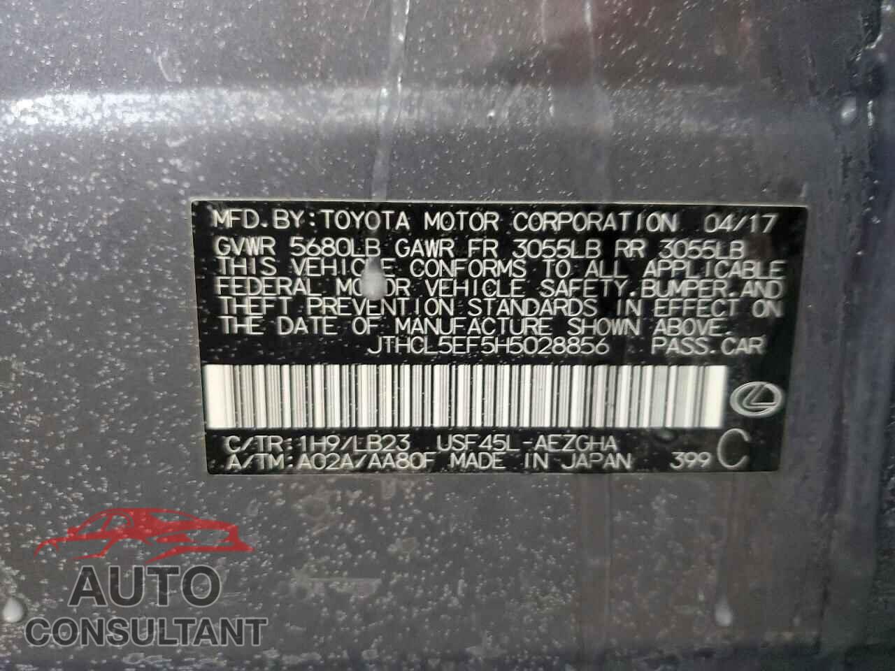 LEXUS LS460 2017 - JTHCL5EF5H5028856